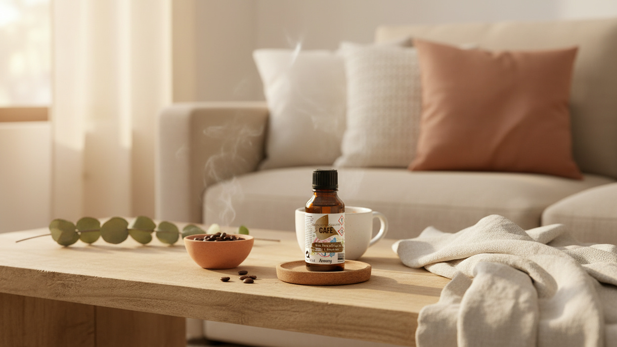 ¿Cuántas gotas de esencia hidrosoluble de café echar en el difusor?